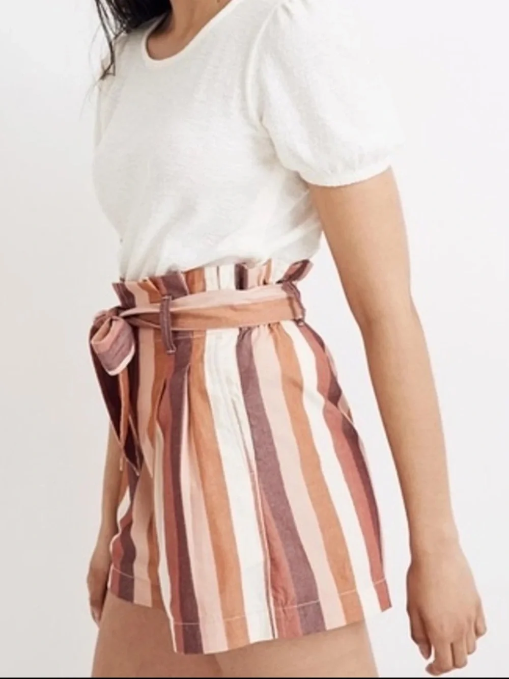 Madewell High-Waist Paperbag Linen Blend Shorts Size 0